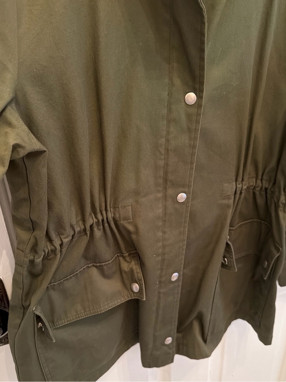 J.Crew Women's L Olive Green Hooded Utility Field Jacket Cotton Drawstring - Picture 3 of 9